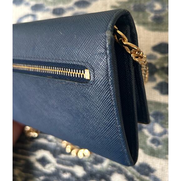 Authentic PRADA Saffiano Leather Metal Frame Continental Wallet in Blue w/COA - Picture 14 of 16